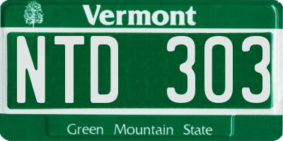 VT license plate NTD303