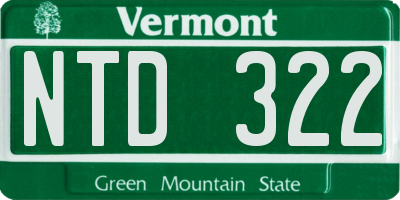 VT license plate NTD322