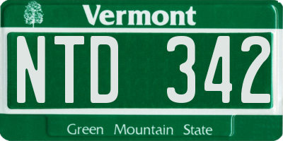 VT license plate NTD342