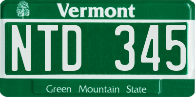 VT license plate NTD345