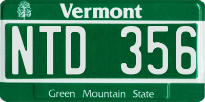 VT license plate NTD356