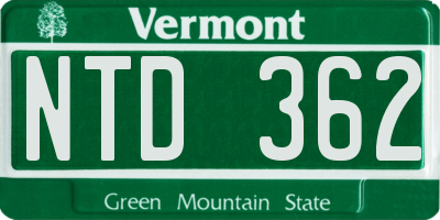 VT license plate NTD362