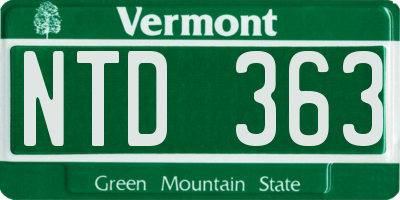 VT license plate NTD363
