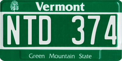VT license plate NTD374