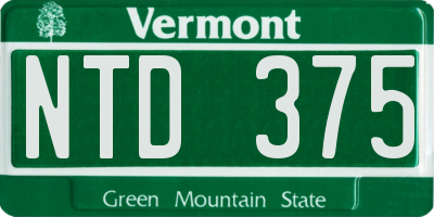VT license plate NTD375