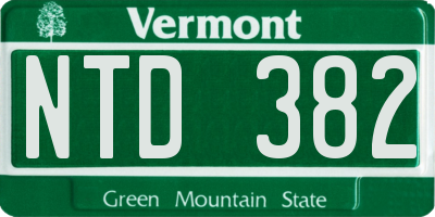 VT license plate NTD382