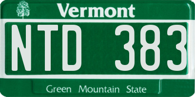 VT license plate NTD383