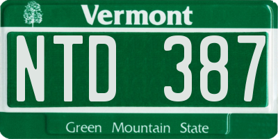 VT license plate NTD387