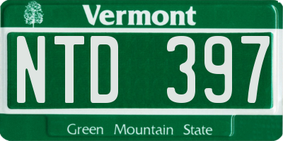VT license plate NTD397