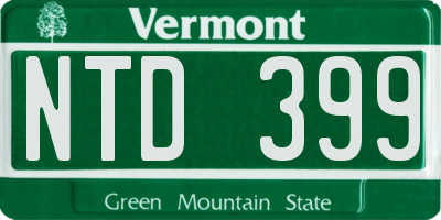 VT license plate NTD399