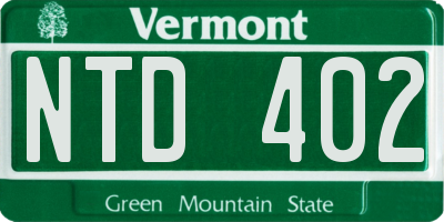 VT license plate NTD402