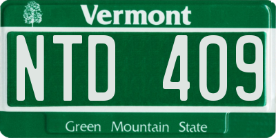 VT license plate NTD409