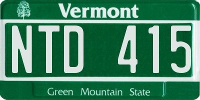 VT license plate NTD415