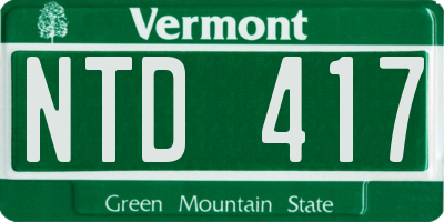 VT license plate NTD417