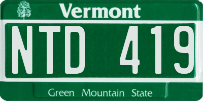 VT license plate NTD419