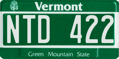 VT license plate NTD422