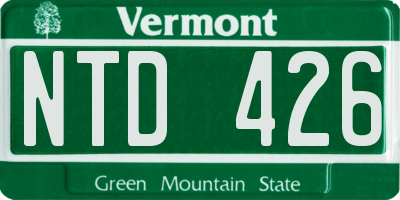 VT license plate NTD426