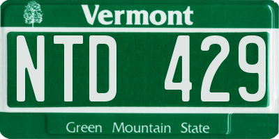 VT license plate NTD429
