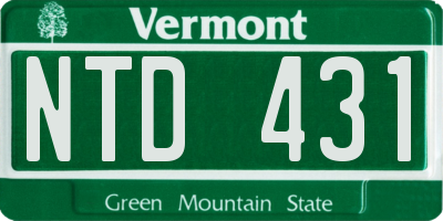 VT license plate NTD431