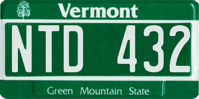 VT license plate NTD432