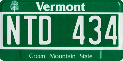 VT license plate NTD434