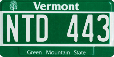 VT license plate NTD443