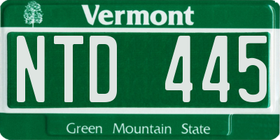 VT license plate NTD445