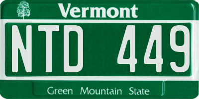 VT license plate NTD449