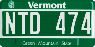 VT license plate NTD474
