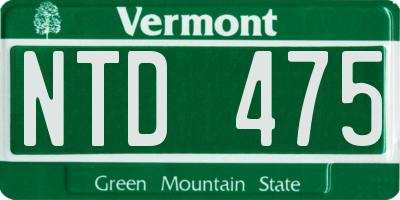 VT license plate NTD475