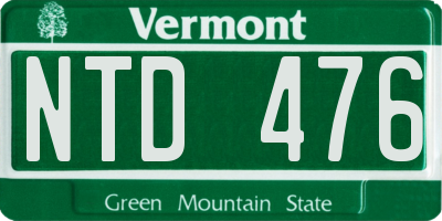 VT license plate NTD476