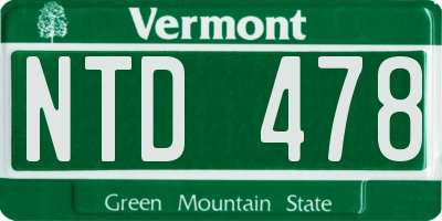 VT license plate NTD478