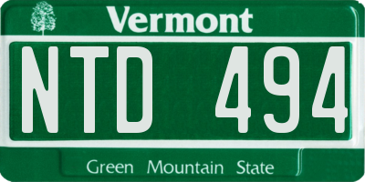 VT license plate NTD494