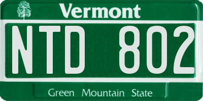 VT license plate NTD802