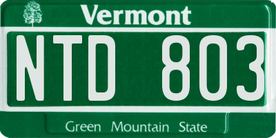 VT license plate NTD803