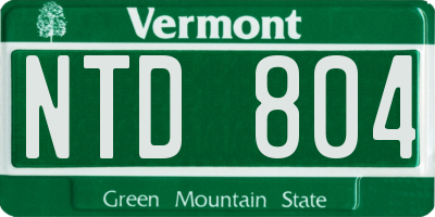 VT license plate NTD804