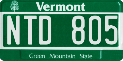 VT license plate NTD805