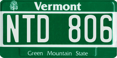 VT license plate NTD806