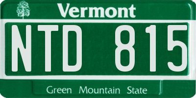 VT license plate NTD815