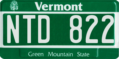 VT license plate NTD822