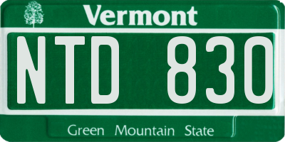 VT license plate NTD830