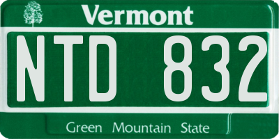 VT license plate NTD832