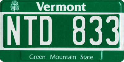 VT license plate NTD833