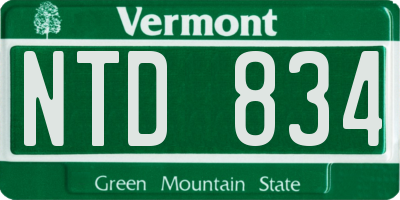 VT license plate NTD834