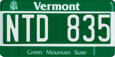 VT license plate NTD835