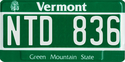 VT license plate NTD836