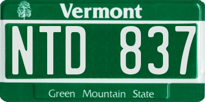 VT license plate NTD837