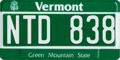 VT license plate NTD838