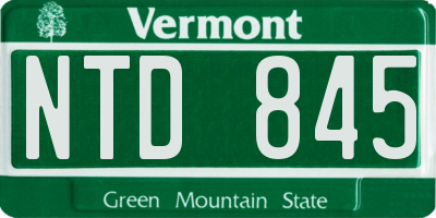 VT license plate NTD845
