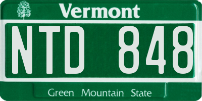 VT license plate NTD848